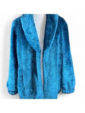 Roaman’s Teal Blue Faux Fur Coat